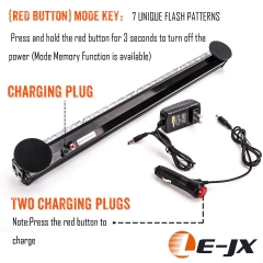 24” Blue Wireless Traffic Advisor Emergency Lights Bar Battery Led Strobe Warning Light Roof Top Hazard Flash with Magnetic Base Mount and 12V Rechargeable Plug