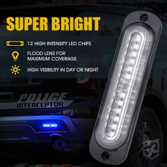 Blue LED Emergency Strobe Lights Kit, Surface Flush Mount Grill Grille Hazard Warning Safty Flashing Police Light for Volunteer Vehicles Off-Road Trucks Cars SUV ATV UTV Motorcycle