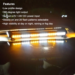 Rooftop Safety Flashing 56 LED Amber White Emergency Light Bar for Construction Vehicles Tow Trucks Snow Plows, WOWTOU Strong Magnetic Strobe Beacon Lights