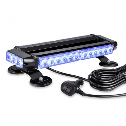 Waterproof 30W Magnetic Rooftop Blue LED Emergency Strobe Flashing Light Bar for Volunteer Firefighter Trucks EMS Law Enforcement Vehicles Police Car Safety Warning