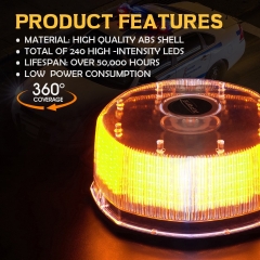 240 LED Emergency Warning Rotating Strobe Beacon Light, 14 Flash Modes Revolving Safety Caution Lights with Magnetic Mount, for 12V Vehicle Truck Snow Plow