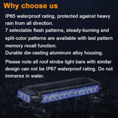 Waterproof 30W Magnetic Rooftop Blue LED Emergency Strobe Flashing Light Bar for Volunteer Firefighter Trucks EMS Law Enforcement Vehicles Police Car Safety Warning