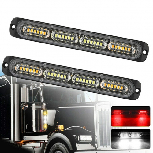 Led Strobe Emergency Flashing Light, 2x DIBMS Surface Mount Amber White Amber LED Beacon Hazard Warning Light Flashing Strobe Light Bar For Car Truck Van Construction Off Road Vehicle Trailer