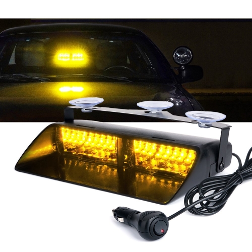 16 LED High Intensity Emergency Hazard Warning Strobe Lights w/Suction Cups for Law Enforcement Vehicles Truck Interior Roof Windshield Dash Deck Flashing Light