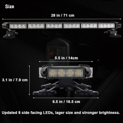 Rooftop Safety Flashing 56 LED Amber White Emergency Light Bar for Construction Vehicles Tow Trucks Snow Plows, WOWTOU Strong Magnetic Strobe Beacon Lights
