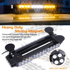 LED Strobe Flashing Light Bar -Double Side 30 LED High Intensity Emergency Hazard Warning Lighting Bar/Beacon/with Magnetic and 16 ft Straight Cord for Car Trailer Roof Safety