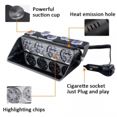 24 LED Police Light Car Lights 72W Dash Windshield Beacon Hazard Flasher Warning Flashing Lamp Car Emergency Strobe Light