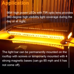 Waterproof 56W Magnetic Roof Top Blue LED Emergency Strobe Flashing Light Bar for Volunteer Firefighter Trucks EMS Law Enforcement Vehicles Police Car Safety Warning