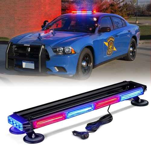 COB LED Rooftop Strobe Flashing Light Bar Double Side 26" High Visibility Emergency Hazard Warning Beacon Lights w/Magnetic Base for Safety Vehicles Tow Trucks Pickup Cars Snowplow
