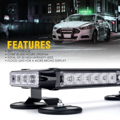 LED Strobe Rooftop Flashing Light Bar, Double Side Hazard Warning Caution Beacon Lights w/ Magnetic Mount for Emergency Vehicles Construction Cars Trucks Traffic Security
