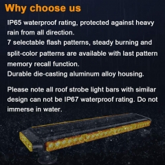 Waterproof 56W Magnetic Roof Top Blue LED Emergency Strobe Flashing Light Bar for Volunteer Firefighter Trucks EMS Law Enforcement Vehicles Police Car Safety Warning