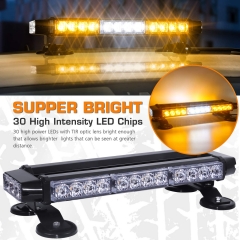 LED Strobe Flashing Light Bar -Double Side 30 LED High Intensity Emergency Hazard Warning Lighting Bar/Beacon/with Magnetic and 16 ft Straight Cord for Car Trailer Roof Safety