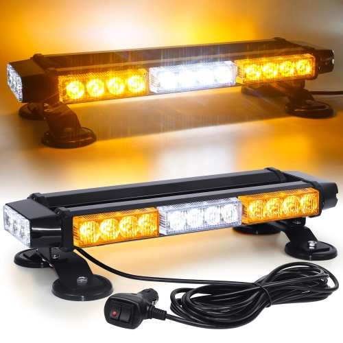LED Strobe Flashing Light Bar -Double Side 30 LED High Intensity Emergency Hazard Warning Lighting Bar/Beacon/with Magnetic and 16 ft Straight Cord for Car Trailer Roof Safety