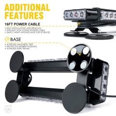 LED Strobe Rooftop Flashing Light Bar, Double Side Hazard Warning Caution Beacon Lights w/ Magnetic Mount for Emergency Vehicles Construction Cars Trucks Traffic Security