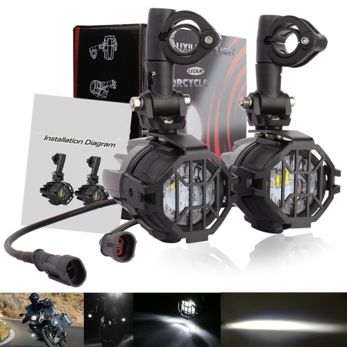 Motorcycle Auxiliary Lights LED Spot Driving R1200GS Fog Lights Turn Signal DRL Compatible with R1200GS F800GS K1600 KTM Fits Universal Motorcycle 40W 6000K Spot Driving Fog Lamps