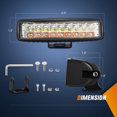 54W White/Amber Lights Bar 6 Inch Flood Fog Road Boat Driving Led Work SUV Jeep Lamp