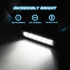 LED Light Bar 18W 6Inch Flood LED Pods Offroad Led Work Light Driving Light Fog Light Boat Light Waterproof for SUV ATV 4WD Car Truck Golf Cart 12V 24V