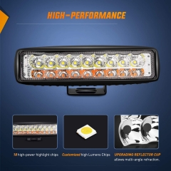 54W White/Amber Lights Bar 6 Inch Flood Fog Road Boat Driving Led Work SUV Jeep Lamp