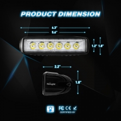 LED Light Bar 18W 6Inch Flood LED Pods Offroad Led Work Light Driving Light Fog Light Boat Light Waterproof for SUV ATV 4WD Car Truck Golf Cart 12V 24V