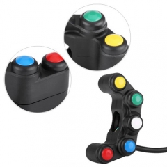Universal 5 in 1 Motorcycle Switch Control Handlebars Set, 22mm Handlebar Headlight Hazard Brake Fog Light Horn On/Off Switch for Spotlight Scooter Electrombile Moped