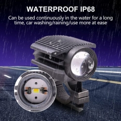 Motorcycle Spotlight Auxiliary Lights, Fog Yellow/DRL White/Combo 2Pcs 15W with Waterproof Handlebar Switch