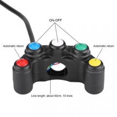 Universal 5 in 1 Motorcycle Switch Control Handlebars Set, 22mm Handlebar Headlight Hazard Brake Fog Light Horn On/Off Switch for Spotlight Scooter Electrombile Moped