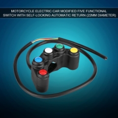 Universal 5 in 1 Motorcycle Switch Control Handlebars Set, 22mm Handlebar Headlight Hazard Brake Fog Light Horn On/Off Switch for Spotlight Scooter Electrombile Moped