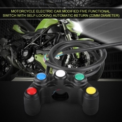 Universal 5 in 1 Motorcycle Switch Control Handlebars Set, 22mm Handlebar Headlight Hazard Brake Fog Light Horn On/Off Switch for Spotlight Scooter Electrombile Moped
