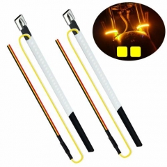 Motorcycle Fork Turn Signals Universal LED Lights Red Double Modes Strobe/Alway on Waterproof DRL Braking Lights for Harley Davidson Yamaha Victory MotorBike Lamps