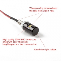 License Plate Light, License Tag Screw Bolt Lamp, 12V White LED Bulb, Waterproof/Rainproof, Black Aluminium Light Holder, Legal for Car Motorcycle Truck RV ATV Bike
