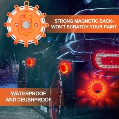 LED Road Safety Flares lights, Emergency Lights for Roadside Security, Warning Flashing Beacon Disc with Magnet and Hook for Vehicles and Boats and Marine Vessels