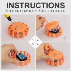 LED Road Safety Flares lights, Emergency Lights for Roadside Security, Warning Flashing Beacon Disc with Magnet and Hook for Vehicles and Boats and Marine Vessels