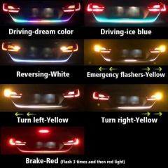 Flexible Car LED Strip Lights, 48inch Dream Color Car Exterior Tailgate Trunk LED Lights Kit, Waterproof Daytime Running Turn Signal Brake Reverse Tail Lights, Car License Plate Light DC12V