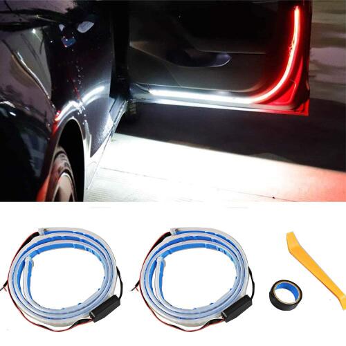 Car Door LED Warning Light, 2 Pcs 48 Inch Flexible Dual Color Strip Light White & Red Sequential Switchback , Safety Light, Strobe Lights for Anti rear-end Collision