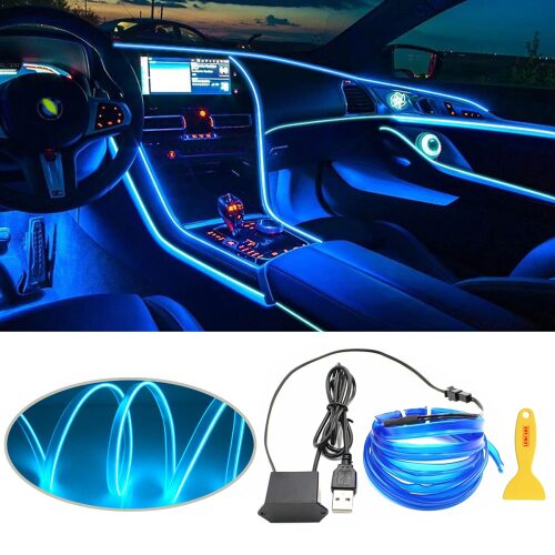 Interior Car LED Strip Lights, LEDCARE RGB Multicolor 5 in 1 Ambient Lighting Kits with 236 inches Fiber Optic, 16 Million Colors Wireless APP Controlled Car Neon Lights, Sync to Music, DC12V