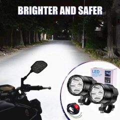 Motorcycle Led Driving Lights, 2x High/Low/Strobe Bicycle Dirt Bike Spotlights With Switch 12V 24V 40W