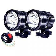 Motorcycle Led Driving Lights, 2x High/Low/Strobe Bicycle Dirt Bike Spotlights With Switch 12V 24V 40W