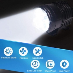 Motorcycle Led Driving Lights, 2x High/Low/Strobe Bicycle Dirt Bike Spotlights With Switch 12V 24V 40W