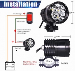 Motorcycle Led Driving Lights, 2x High/Low/Strobe Bicycle Dirt Bike Spotlights With Switch 12V 24V 40W