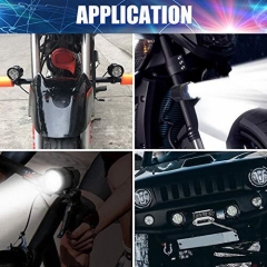 Motorcycle Led Driving Lights, 2x High/Low/Strobe Bicycle Dirt Bike Spotlights With Switch 12V 24V 40W