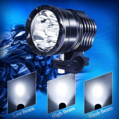 Motorcycle Led Driving Lights, 2x High/Low/Strobe Bicycle Dirt Bike Spotlights With Switch 12V 24V 40W