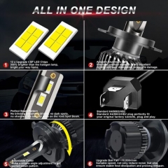 H4/9003 LED Headlight Bulbs 6000k Cool White 12000 Lumens 60W High Beam/Low Beam Halogen Replacement HB2 Conversion Kit