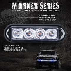 4 LED 4 Watt Emergency Vehicle Waterproof Surface Mount Deck Dash Grille Strobe Light Warning Police Light Head with Clear Lens