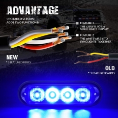 4 LED 4 Watt Emergency Vehicle Waterproof Surface Mount Deck Dash Grille Strobe Light Warning Police Light Head with Clear Lens
