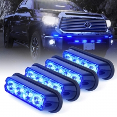 4 LED 4 Watt Emergency Vehicle Waterproof Surface Mount Deck Dash Grille Strobe Light Warning Police Light Head with Clear Lens