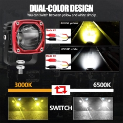 Motorcycle LED Driving Fog Lights 30W Amber and White Projector Lights 2
