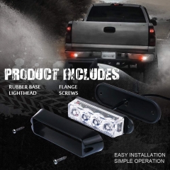 4 LED 4 Watt Emergency Vehicle Waterproof Surface Mount Deck Dash Grille Strobe Light Warning Police Light Head with Clear Lens