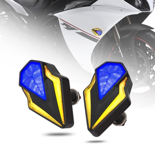 Flush Mount Turn Signals Motorcycle LED Sequential Blinkers 3 Wire Front Indicators Compatible with Yamaha YZF R1 R3 R6 R6S FJ 09 FZ MT 07 09 Honda Kawasaki Suzuki BMW