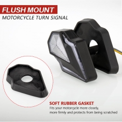 Flush Mount Turn Signals Motorcycle LED Sequential Blinkers 3 Wire Front Indicators Compatible with Yamaha YZF R1 R3 R6 R6S FJ 09 FZ MT 07 09 Honda Kawasaki Suzuki BMW