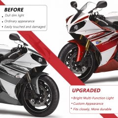 Flush Mount Turn Signals Motorcycle LED Sequential Blinkers 3 Wire Front Indicators Compatible with Yamaha YZF R1 R3 R6 R6S FJ 09 FZ MT 07 09 Honda Kawasaki Suzuki BMW